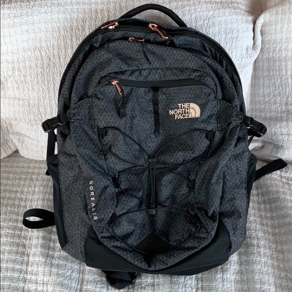 north face backpack grey and rose gold
